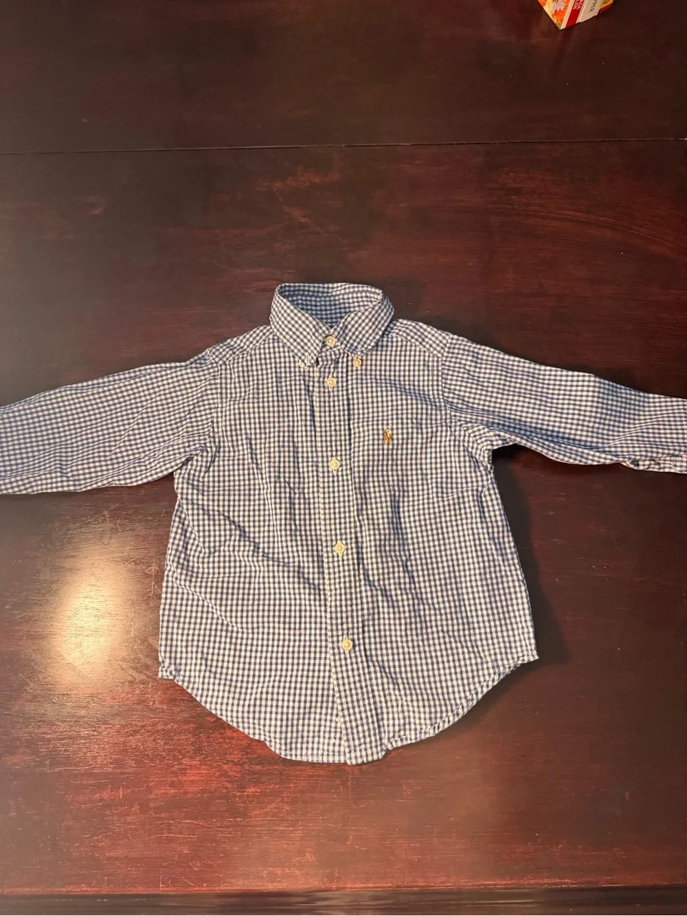 Ralph Lauren Blue and White Gingham Button-Down Shirt for Kids